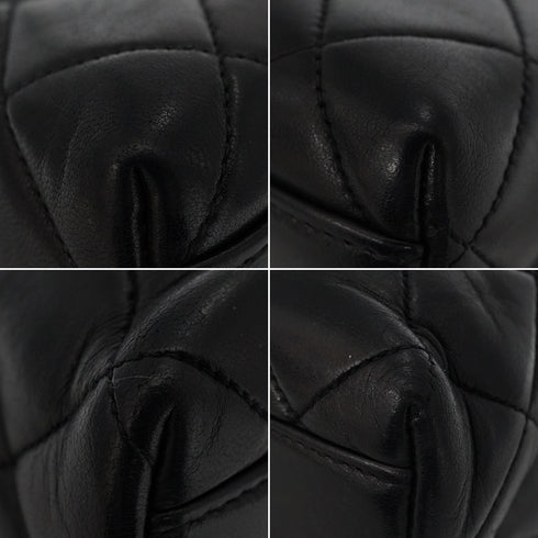 VINTAGE CHANEL MATELASSE HAND BAG BLACK LAMB SKIN GOLD HARDWARE 90348200