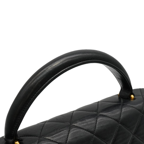 VINTAGE CHANEL MATELASSE HAND BAG BLACK LAMB SKIN GOLD HARDWARE 90348200