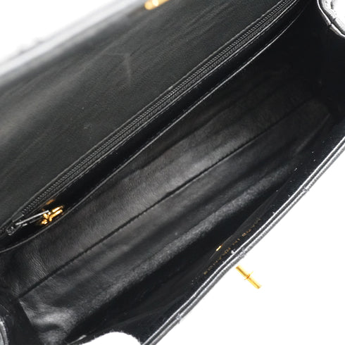 VINTAGE CHANEL MATELASSE HAND BAG BLACK LAMB SKIN GOLD HARDWARE 90348200