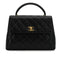 VINTAGE CHANEL MATELASSE HAND BAG BLACK LAMB SKIN GOLD HARDWARE 90342577