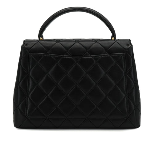 VINTAGE CHANEL MATELASSE HAND BAG BLACK LAMB SKIN GOLD HARDWARE 90342577