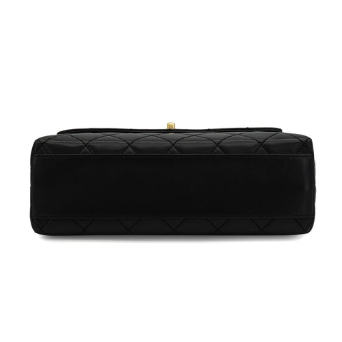 VINTAGE CHANEL MATELASSE HAND BAG BLACK LAMB SKIN GOLD HARDWARE 90342577