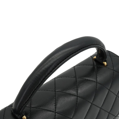 VINTAGE CHANEL MATELASSE HAND BAG BLACK LAMB SKIN GOLD HARDWARE 90342577