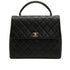 VINTAGE CHANEL MATELASSE HAND BAG BLACK LAMB SKIN SILVER HARDWARE 90347820