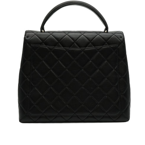 VINTAGE CHANEL MATELASSE HAND BAG BLACK LAMB SKIN SILVER HARDWARE 90347820