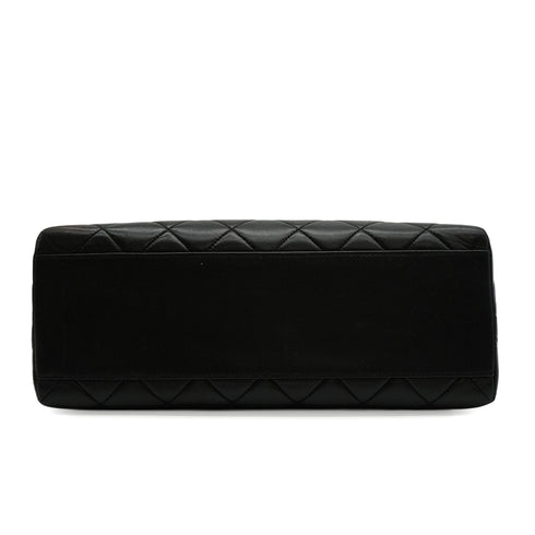 VINTAGE CHANEL MATELASSE HAND BAG BLACK LAMB SKIN SILVER HARDWARE 90347820