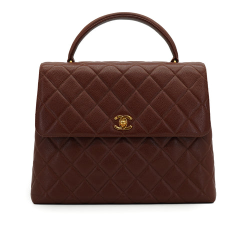 VINTAGE CHANEL MATELASSE HAND BAG BROWN CAVIAR SKIN GOLD HARDWARE 90333177