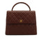 VINTAGE CHANEL MATELASSE HAND BAG BROWN CAVIAR SKIN GOLD HARDWARE 90333177
