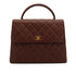VINTAGE CHANEL MATELASSE HAND BAG BROWN CAVIAR SKIN GOLD HARDWARE 90333177