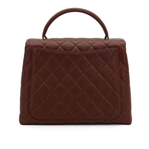 VINTAGE CHANEL MATELASSE HAND BAG BROWN CAVIAR SKIN GOLD HARDWARE 90333177
