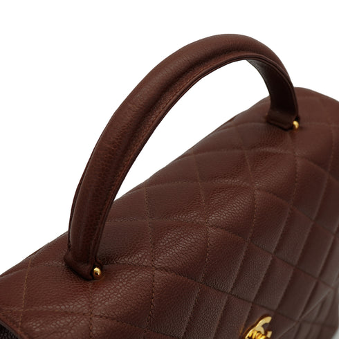 VINTAGE CHANEL MATELASSE HAND BAG BROWN CAVIAR SKIN GOLD HARDWARE 90333177