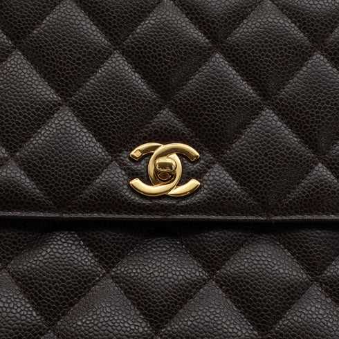 VINTAGE CHANEL MATELASSE HAND BAG BROWN CAVIAR SKIN GOLD HARDWARE 90350387