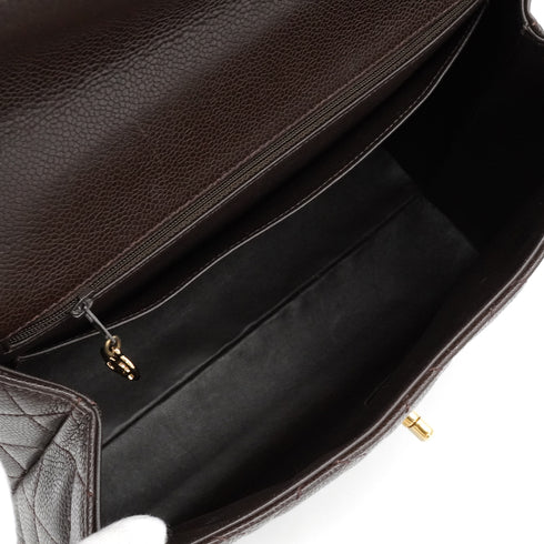 VINTAGE CHANEL MATELASSE HAND BAG BROWN CAVIAR SKIN GOLD HARDWARE 90350387