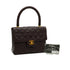 VINTAGE CHANEL MATELASSE HAND BAG BROWN LAMB SKIN GOLD HARDWARE 90350385