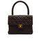 VINTAGE CHANEL MATELASSE HAND BAG BROWN LAMB SKIN GOLD HARDWARE 90350385