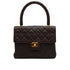 VINTAGE CHANEL MATELASSE HAND BAG BROWN LAMB SKIN GOLD HARDWARE 90350385