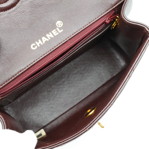 VINTAGE CHANEL MATELASSE HAND BAG BROWN LAMB SKIN GOLD HARDWARE 90350385
