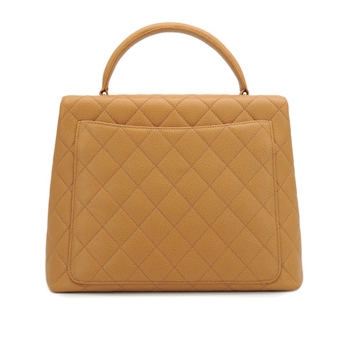 VINTAGE CHANEL MATELASSE HAND BAG CAMEL CAVIAR SKIN SILVER HARDWARE 90331403