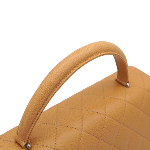 VINTAGE CHANEL MATELASSE HAND BAG CAMEL CAVIAR SKIN SILVER HARDWARE 90331403