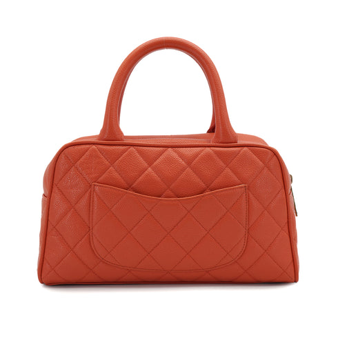 VINTAGE CHANEL MATELASSE MINI BOSTON BAG ORANGE CAVIAR SKIN GOLD HARDWARE 90331809