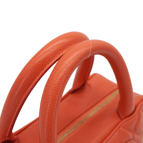VINTAGE CHANEL MATELASSE MINI BOSTON BAG ORANGE CAVIAR SKIN GOLD HARDWARE 90331809