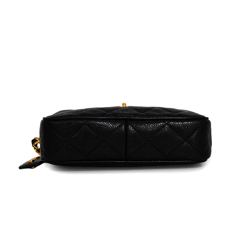 VINTAGE CHANEL MATELASSE MINI CHAIN SHOULDER BAG BLACK CAVIR SKIN GOLD HARDWARE 90341886