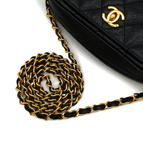 VINTAGE CHANEL MATELASSE MINI CHAIN SHOULDER BAG BLACK CAVIR SKIN GOLD HARDWARE 90341886