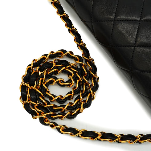 VINTAGE CHANEL MATELASSE PUSH LOCK CHAIN SHOULDER BAG BLACK LAMB SKIN GOLD HARDWARE 90348203