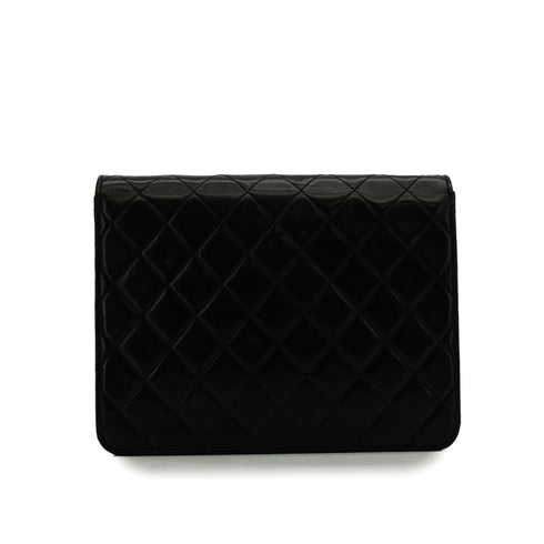 VINTAGE CHANEL MATELASSE PUSH LOCK CHAIN SHOULDER BAG BLACK LAMB SKIN GOLD HARDWARE 90348203