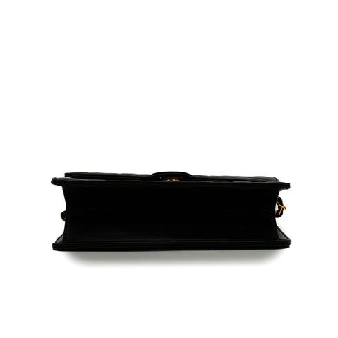 VINTAGE CHANEL MATELASSE PUSH LOCK CHAIN SHOULDER BAG BLACK LAMB SKIN GOLD HARDWARE 90348203