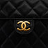 VINTAGE CHANEL MATELASSE PUSH LOCK CHAIN SHOULDER BAG BLACK LAMB SKIN GOLD HARDWARE 90348203