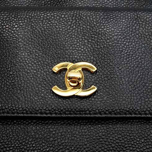 VINTAGE CHANEL MATELASSE SHOULDER BAG BLACK CAVIAR SKIN GOLD HARDWARE 90346142