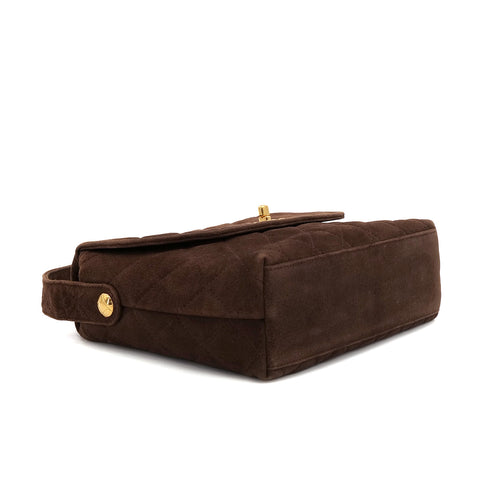 VINTAGE CHANEL MATELASSE SHOULDER BAG BROWN SUEDE GOLD HARDWARE 90343236
