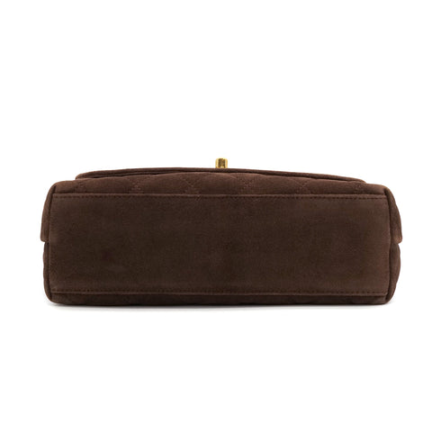 VINTAGE CHANEL MATELASSE SHOULDER BAG BROWN SUEDE GOLD HARDWARE 90343236