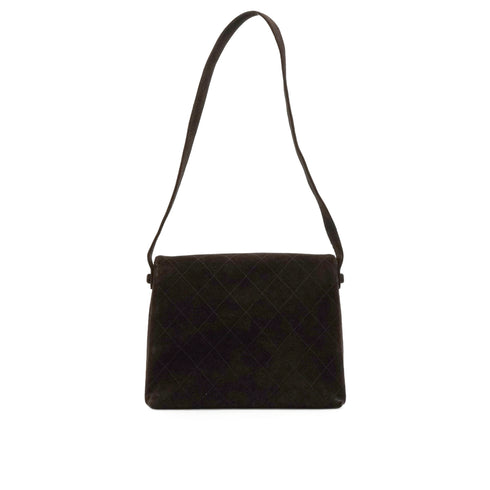 VINTAGE CHANEL MATELASSE SHOULDER BAG BROWN SUEDE GOLD HARDWARE 90351028