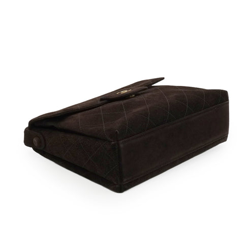 VINTAGE CHANEL MATELASSE SHOULDER BAG BROWN SUEDE GOLD HARDWARE 90351028