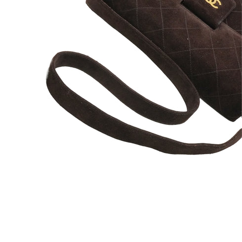 VINTAGE CHANEL MATELASSE SHOULDER BAG BROWN SUEDE GOLD HARDWARE 90351028