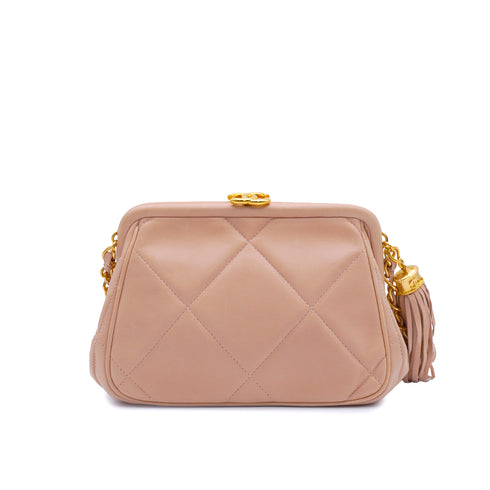 VINTAGE CHANEL COCOMARK MATELASSE SHOULDER BAG FRINGE PINK GOLD HARDWARE 90346874