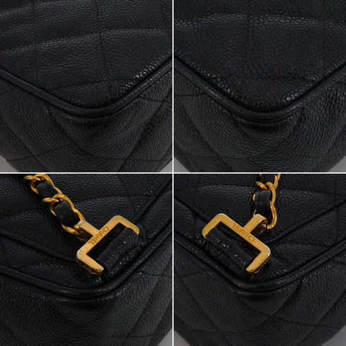 VINTAGE CHANEL MATELASSE SQUARE CHAIN BACKPACK BLACK CAVIR SKIN GOLD HARDWARE 90341882