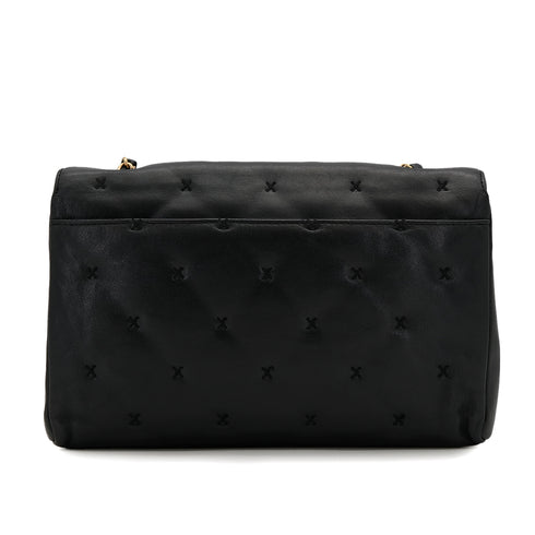 VINTAGE CHANEL MATELASSE STITCH CHAIN SHOULDER BAG BLACK LAMB SKIN GOLD HARDWARE 90322926