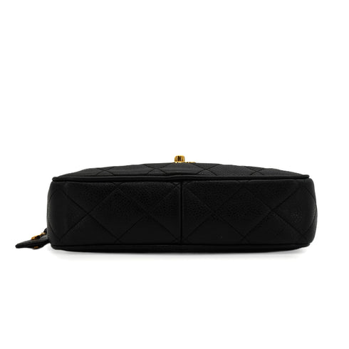VINTAGE CHANEL MATELASSE TURNLOCK CHAIN SHOULDER BAG BLACK CAVIAR SKIN GOLD HARDWARE 90343846