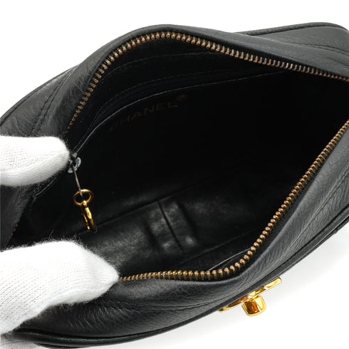 VINTAGE CHANEL MATELASSE TURNLOCK CHAIN SHOULDER BAG BLACK CAVIAR SKIN GOLD HARDWARE 90343846