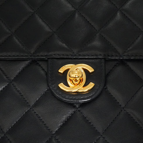 VINTAGE CHANEL MATELASSE TURN LOCK CHAIN SHOULDER BAG BLACK LAMB SKIN GOLD HARDWARE 90348246