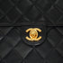 VINTAGE CHANEL MATELASSE TURN LOCK CHAIN SHOULDER BAG BLACK LAMB SKIN GOLD HARDWARE 90348246