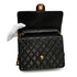 VINTAGE CHANEL MATELASSE TURN LOCK CHAIN SHOULDER BAG BLACK LAMB SKIN GOLD HARDWARE 90348246