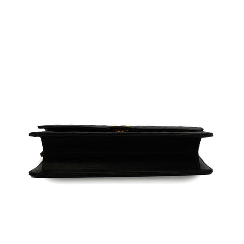 VINTAGE CHANEL MATELASSE TURN LOCK CHAIN SHOULDER BAG BLACK LAMB SKIN GOLD HARDWARE 90348422