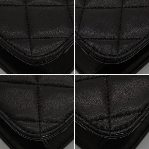 VINTAGE CHANEL MATELASSE TURN LOCK CHAIN SHOULDER BAG BLACK LAMB SKIN GOLD HARDWARE 90348422