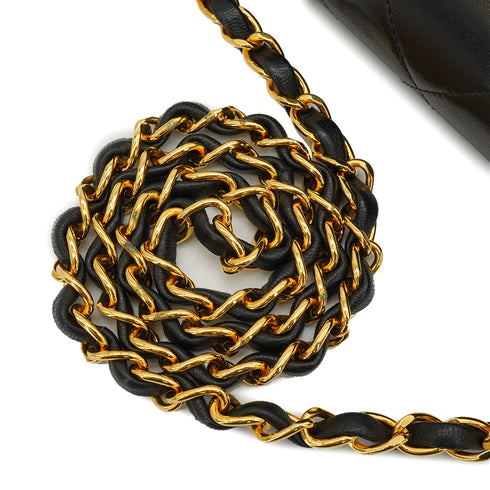 VINTAGE CHANEL MATELASSE TURN LOCK CHAIN SHOULDER BAG BLACK LAMB SKIN GOLD HARDWARE 90348422