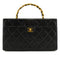 VINTAGE CHANEL MATELASSE VANITY CHAIN HAND BAG BLACK LAMB SKIN GOLD HARDWARE 90341897