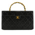 VINTAGE CHANEL MATELASSE VANITY CHAIN HAND BAG BLACK LAMB SKIN GOLD HARDWARE 90341897